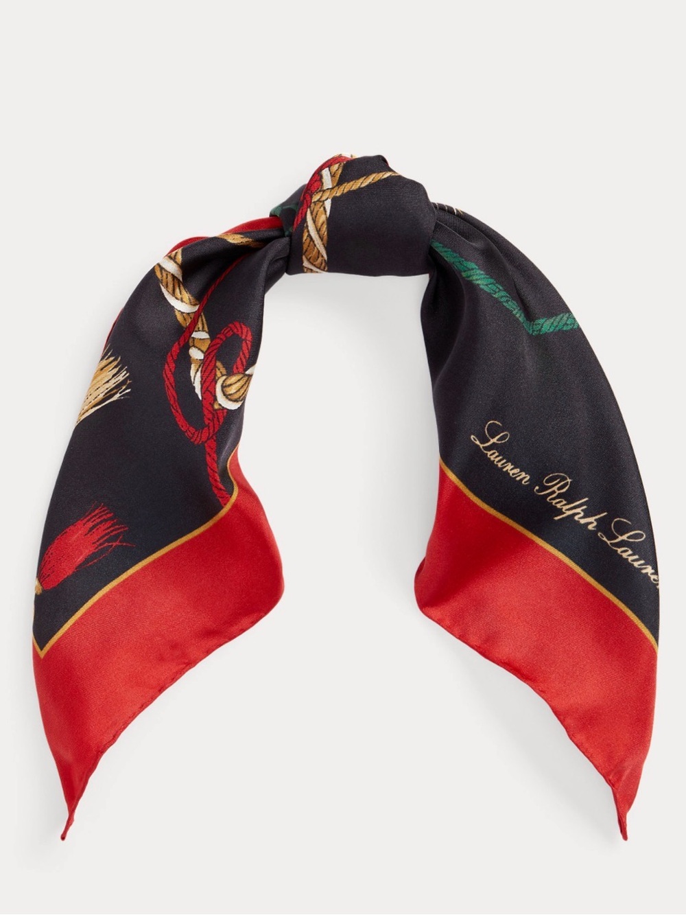 Lauren Ralph Lauren Black & Red Silk Scarf Bandana NWT